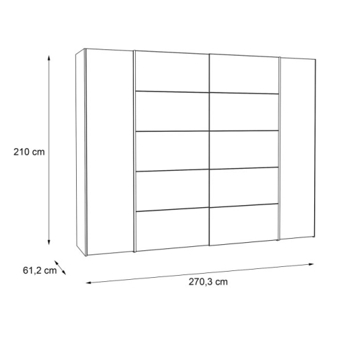Szafa ubraniowa 270 cm Przesuwna Kolor Dąb Sonoma/Biały